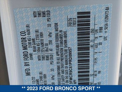 Certified 2023 Ford Bronco Sport Outer Banks AWD/4WD image 25