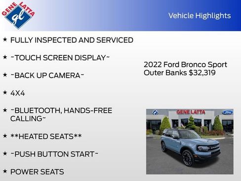 Certified 2022 Ford Bronco Sport Outer Banks w/ Tech Package AWD/4WD image 31