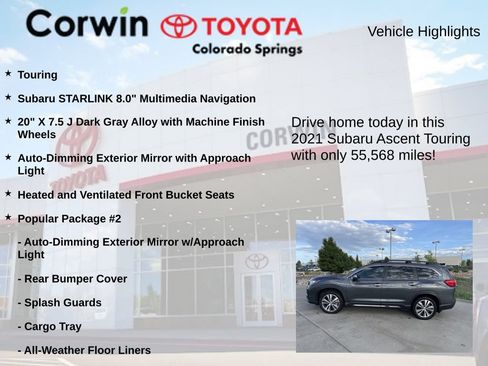 Used 2021 Subaru Ascent Touring w/ Popular Package #2 AWD/4WD image 6