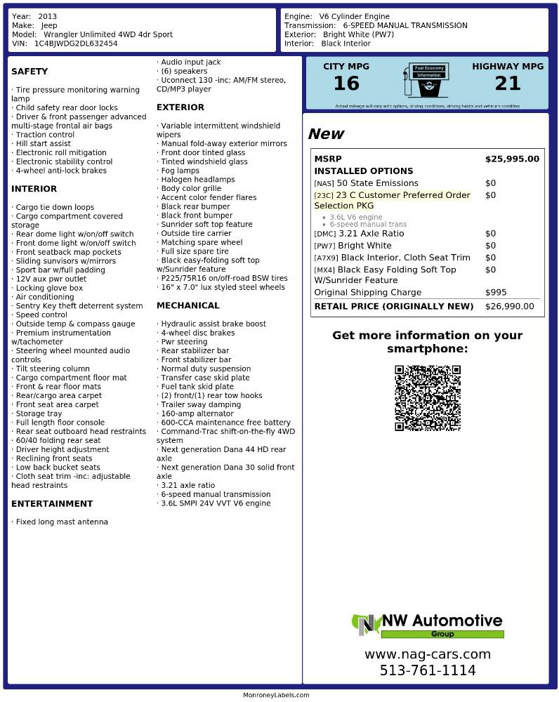 Used 2013 Jeep Wrangler Unlimited Sport AWD/4WD image 2