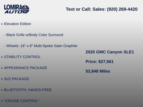 Used 2020 GMC Canyon SLE w/ Elevation Edition AWD/4WD image 7