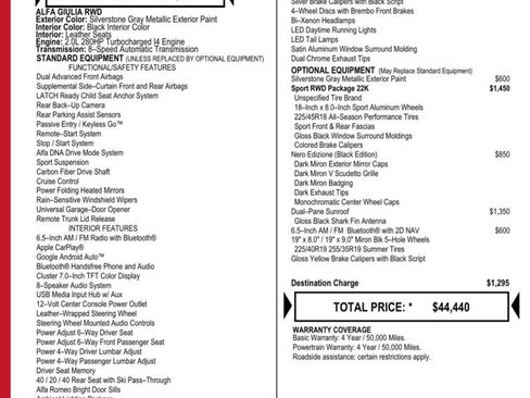 Used 2019 Alfa Romeo Giulia w/ Quick Order Package 22K Sport image 4