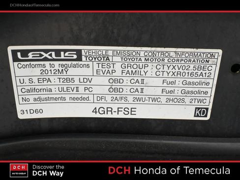 Used 2012 Lexus IS 250 w/ Premium Pkg Value Edition RWD image 9