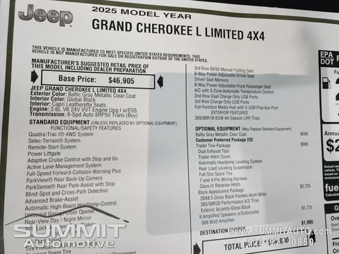 New 2025 Jeep Grand Cherokee L Limited w/ Black Appearance Package image 12