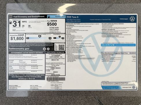 New 2026 Volkswagen Taos S image 33