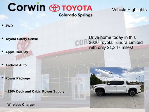 Used 2026 Toyota Tundra Limited w/ Power Package AWD/4WD image 6