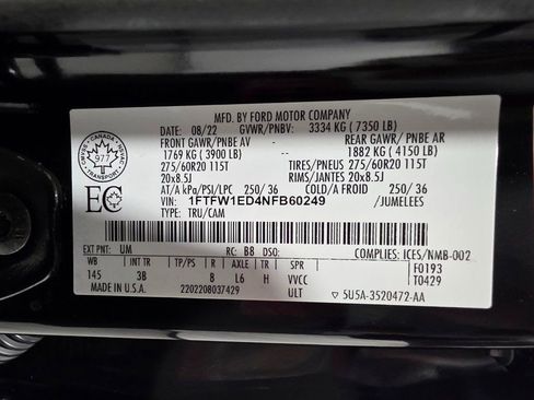 Used 2022 Ford F150 Platinum w/ Max Trailer Tow Package image 49