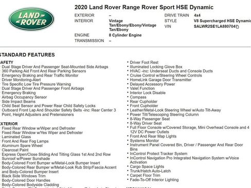 Used 2020 Land Rover Range Rover Sport HSE Dynamic image 9
