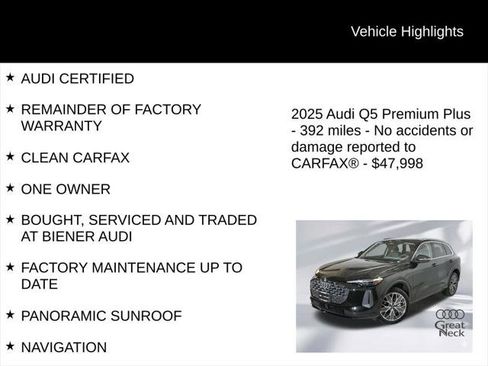 Certified 2025 Audi Q5 Premium Plus w/ Premium Plus AWD/4WD image 10