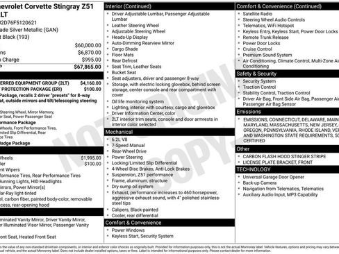 Used 2015 Chevrolet Corvette Stingray Z51 w/ 2LT Preferred Equipment Group image 2