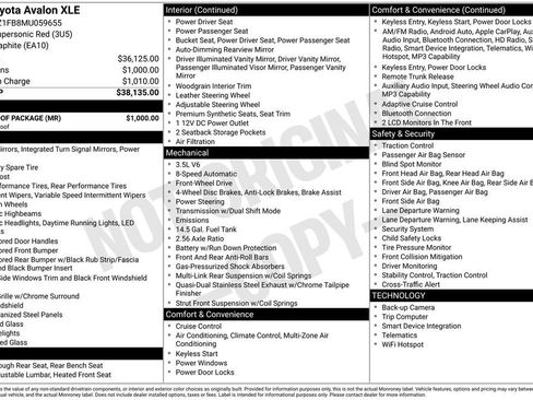 Used 2021 Toyota Avalon XLE w/ Moonroof Package FWD image 41