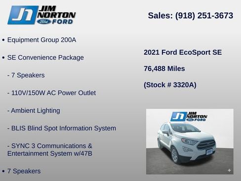 Used 2021 Ford EcoSport SE w/ SE Convenience Package FWD image 8