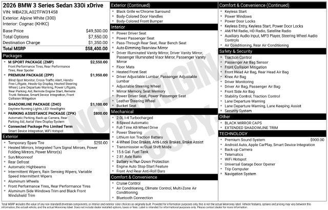 Used 2026 BMW 330i xDrive Sedan w/ M Sport Package AWD/4WD image 40