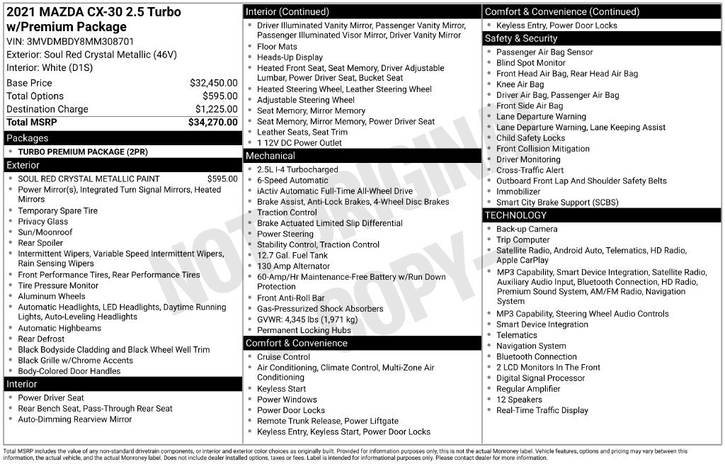 Certified 2021 MAZDA CX-30 2.5 Turbo w/ Premium Package AWD/4WD image 11