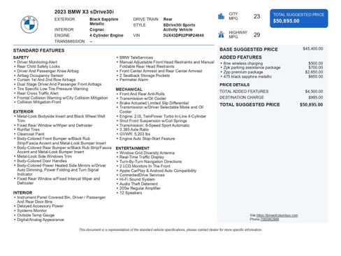 Used 2023 BMW X3 sDrive30i w/ Premium Package image 46