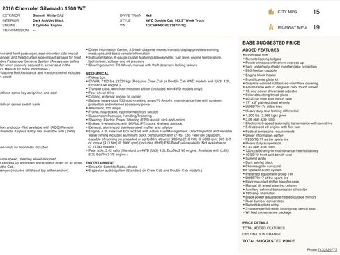 Used 2016 Chevrolet Silverado 1500 W/T w/ WT Fleet Convenience Package image 2