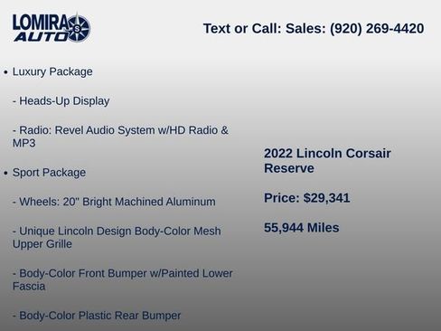 Used 2022 Lincoln Corsair Reserve w/ Equipment Group 201A AWD/4WD image 8