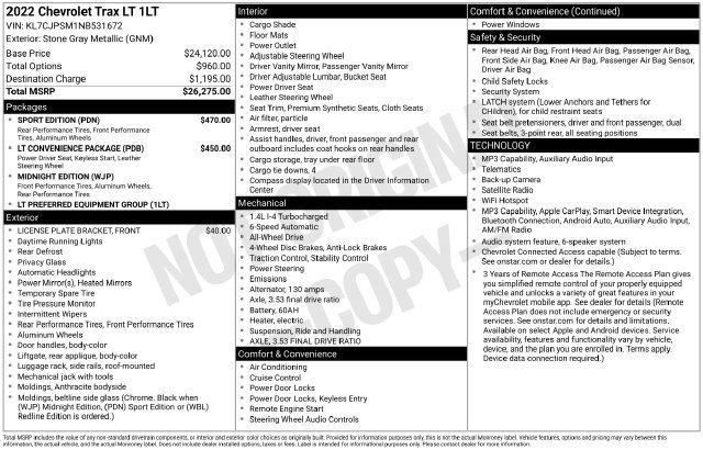 Used 2022 Chevrolet Trax LT w/ Sport Edition AWD/4WD image 20