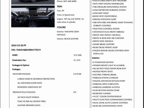 Used 2024 MAZDA CX-50 AWD 2.5 S w/ Weather Package image 2