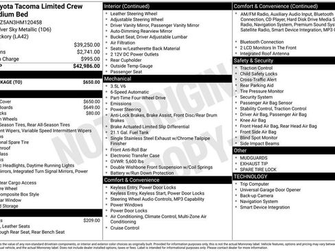 Used 2017 Toyota Tacoma Limited w/ Tow Package AWD/4WD image 46