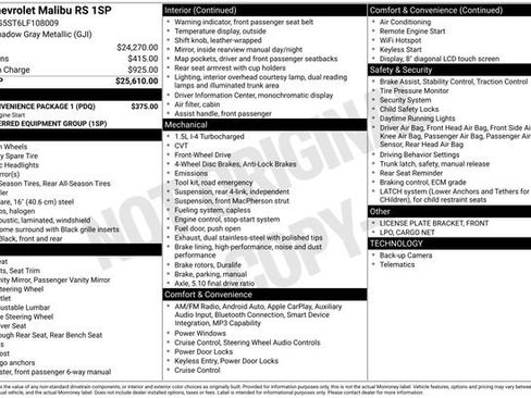 Used 2020 Chevrolet Malibu RS w/ LPO, Convenience Package 1 FWD image 7