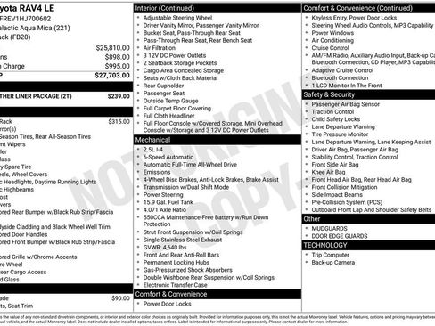 Used 2017 Toyota RAV4 LE w/ All Weather Liner Package AWD/4WD image 7
