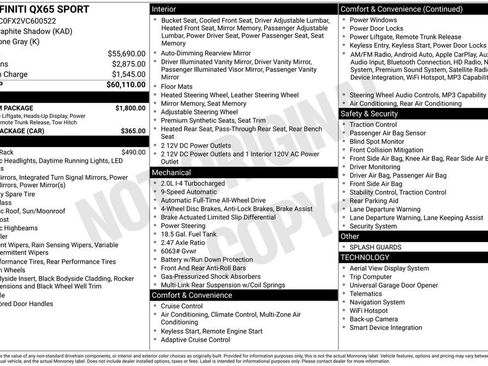 New 2027 INFINITI QX65 Sport w/ Premium Package AWD/4WD image 12