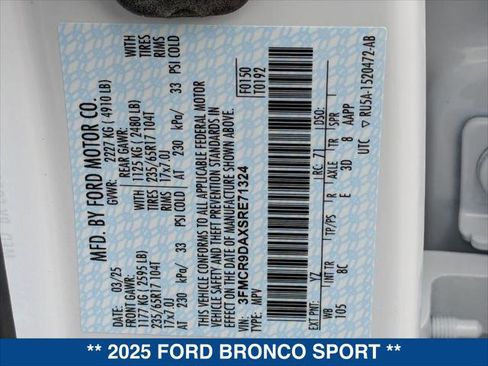 New 2025 Ford Bronco Sport Badlands w/ Sasquatch Badlands Package image 27