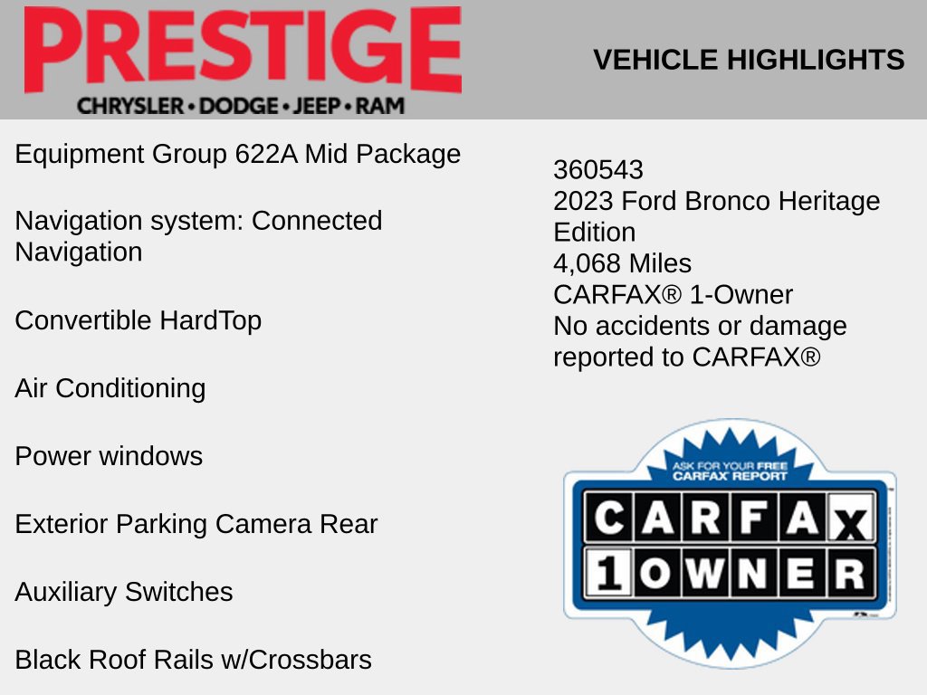 Used 2023 Ford Bronco Heritage Edition AWD/4WD image 2