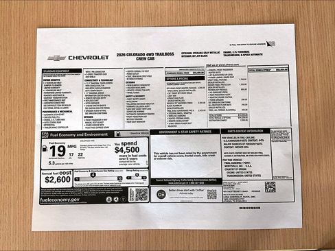 New 2026 Chevrolet Colorado Trail Boss w/ Off-Road Front Bumper Package AWD/4WD image 12