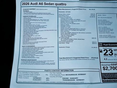 New 2026 Audi A6 Premium Plus AWD/4WD image 43
