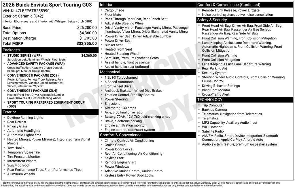 New 2026 Buick Envista Sport Touring w/ Studio Series FWD image 4