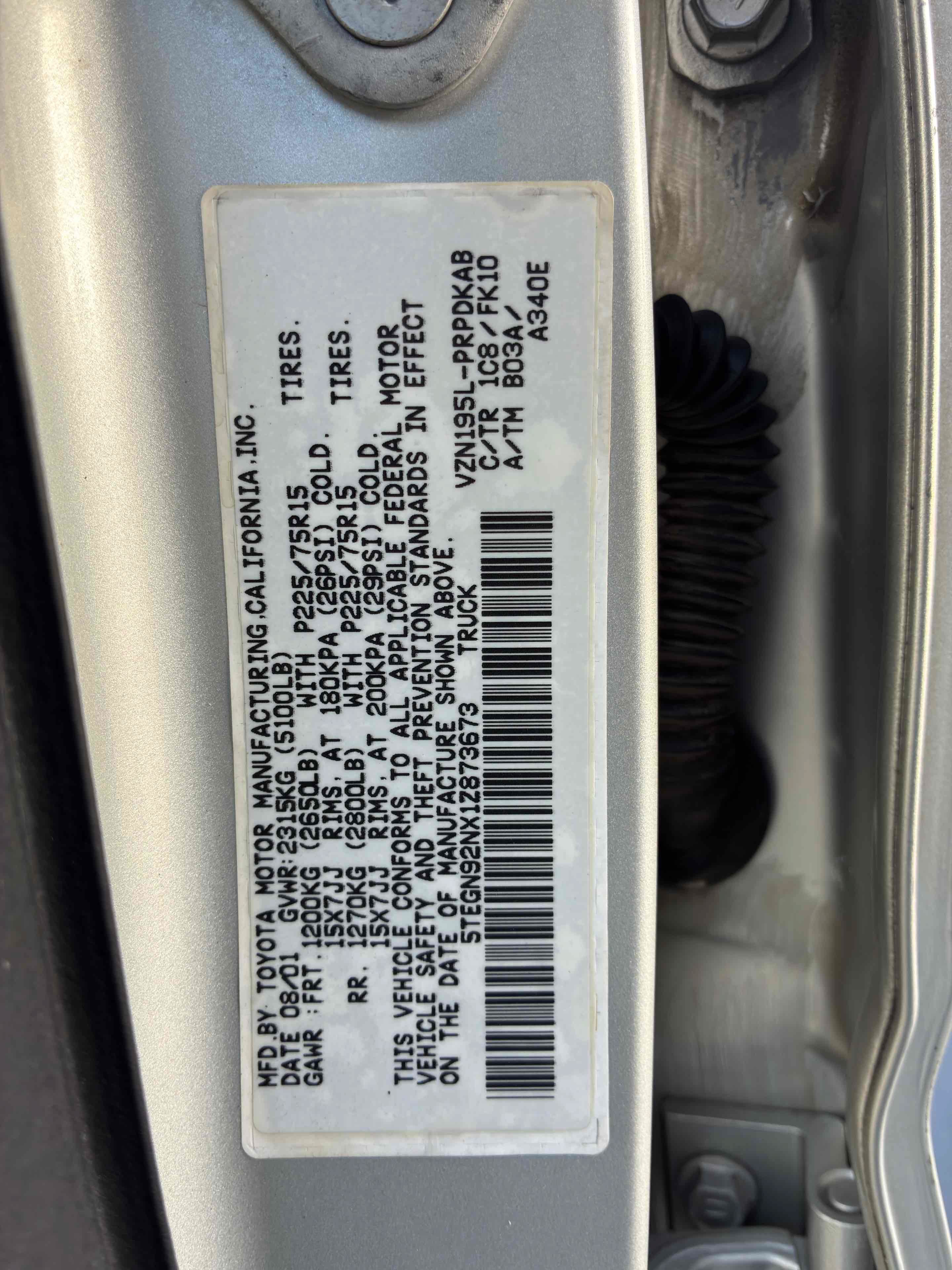 Used 2001 Toyota Tacoma PreRunner RWD image 58