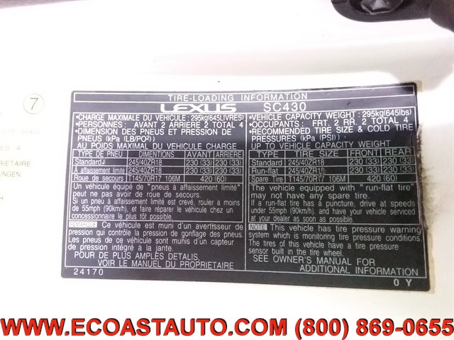 Used 2002 Lexus SC 430 Convertible RWD image 24