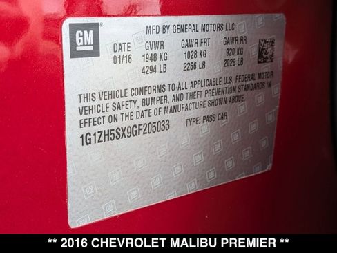 Used 2016 Chevrolet Malibu Premier w/ Driver Confidence Package FWD image 30