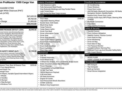 Used 2024 RAM ProMaster 1500 w/ Quick Order Package 22H SLT+ image 4