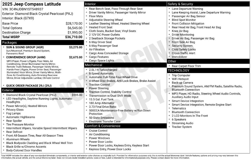 Used 2025 Jeep Compass Latitude w/ Sun & Sound Group AWD/4WD image 44