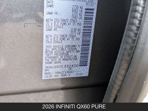 Certified 2026 INFINITI QX60 Pure w/ Cargo Package FWD image 30
