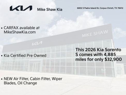 Certified 2026 Kia Sorento S w/ S Panoramic Sunroof Package FWD image 3