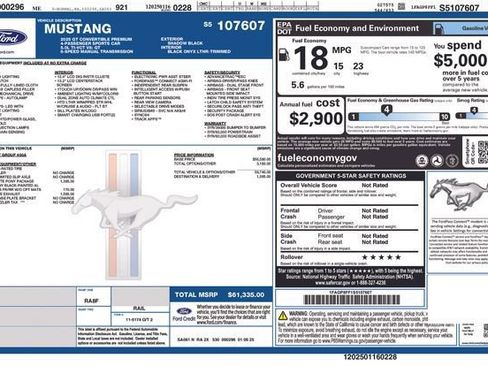 New 2025 Ford Mustang GT Premium w/ Mustang Nite Pony Package RWD image 20