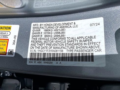 Certified 2024 Honda Accord EX image 14