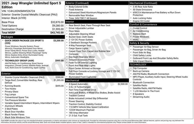 Certified 2021 Jeep Wrangler Unlimited Sport AWD/4WD image 23