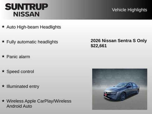 Used 2026 Nissan Sentra S w/ Floor Mat Package FWD image 30