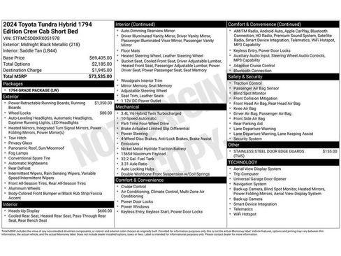 Used 2024 Toyota Tundra 1794 Edition AWD/4WD image 2