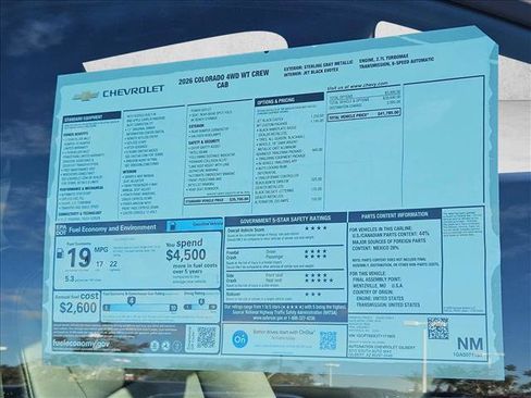 New 2026 Chevrolet Colorado W/T w/ WT Custom Package image 18