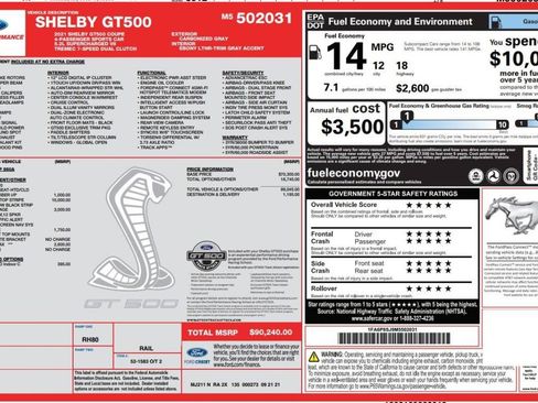 Used 2021 Ford Mustang Shelby GT500 w/ Technology Package RWD image 14