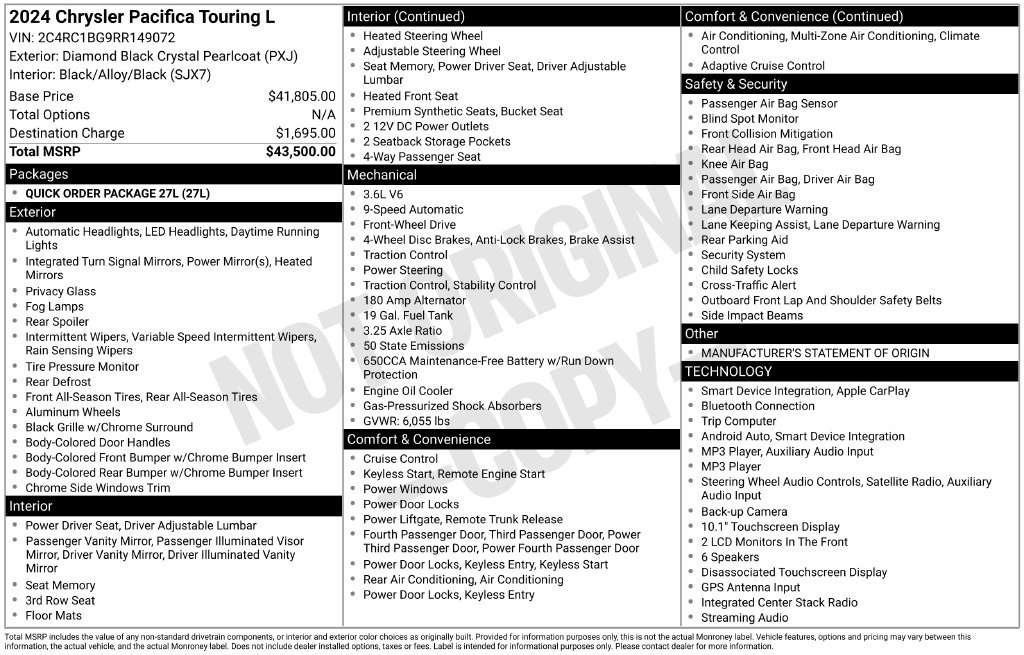 Used 2024 Chrysler Pacifica Touring-L FWD image 53