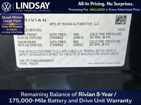 Used 2022 Rivian R1T Launch Edition AWD/4WD image 22