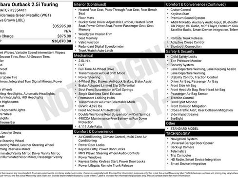 Used 2017 Subaru Outback 2.5i Touring image 35