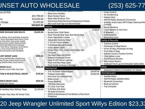 Used 2020 Jeep Wrangler Unlimited Sport AWD/4WD image 48